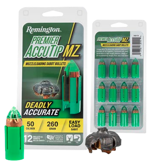 Remington Ammunition R20179 Premier AccuTip  50Cal 260gr Sabot Slug 12 Per Box/12 Case