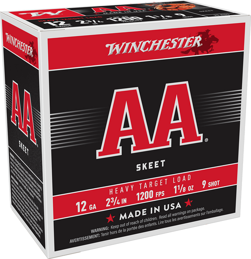 Winchester Ammo AAM129 AA Heavy 12Gauge 2.75" 1 1/8oz 9Shot 25 Per Box/10 Case