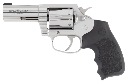 Colt Mfg KCOBRASB3RBB King Cobra  357 Mag 6rd Shot 3" Stainless Steel Barrel, Cylinder & Frame, Black Hogue Overmolded Grip, Exposed Hammer