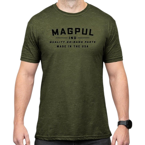 Magpul MAG1112-317  Go Bang Parts Olive Drab Heather Cotton/Polyester Short Sleeve Small