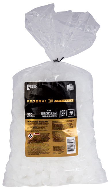 Federal 12P1 Podium Wad Premium 12Gauge 1oz White Plastic 500/10