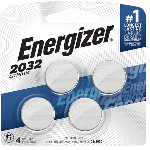 Energizer 2032BP4C3 CR2032 Lithium Battery  Silver 3.0 V 235 mAh, Qty (4) Single Pack