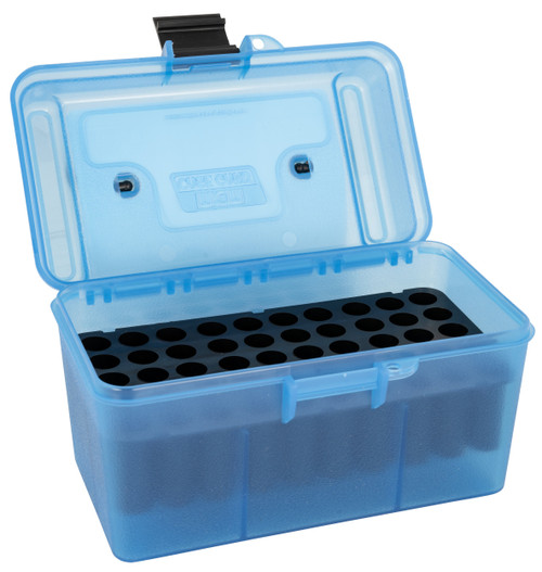 MTM Case-Gard H50RM24 Deluxe Ammo Box  Rifle Clear Blue Polypropylene 50rd