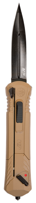 Smith & Wesson Knives 1092050 M&P  3.50" OTF Spear Point Plain Black Oxide AUS-8A SS Blade 5.16" Flat Dark Earth Aluminum Handle