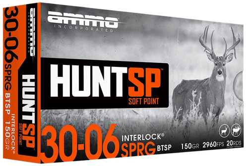 Ammo Inc 3006150SPA20 Hunt  30-06Springfield 150gr Soft Point 20 Per Box/10 Case