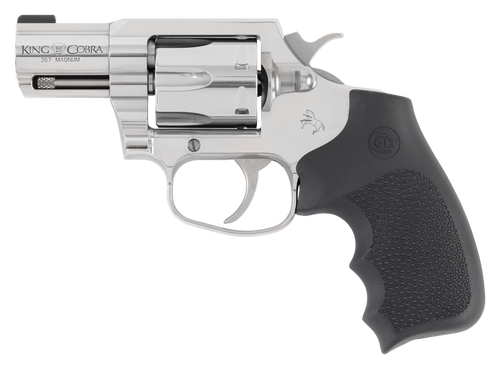 Colt Mfg KCOBRASB2RBBS King Cobra  357 Mag 6rd Shot 2" Stainless Steel Barrel, Cylinder & Frame, Black Hogue Overmolded Grip, Exposed Hammer, DA/SA