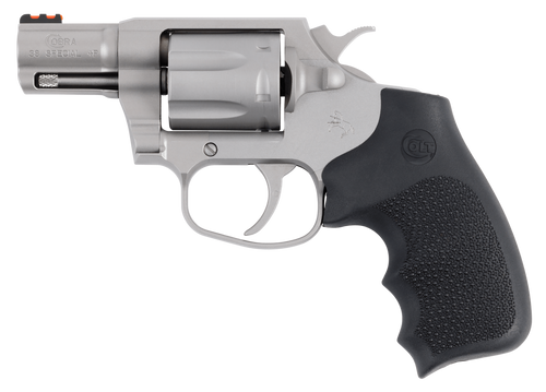 Colt Mfg COBRASM2RFO Cobra  38 Special +P 6rd Shot 2" Matte Stainless Barrel, Cylinder & Frame, Black Hogue Overmolded Grip, Exposed Hammer