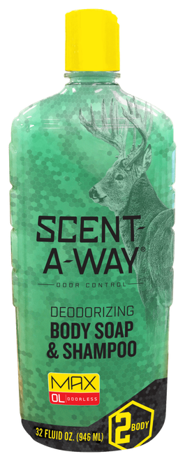 Scent-A-Way 07758 Shampoo/Body Wash  Odor Eliminator Odorless Scent Vegetable Proteins 32oz Bottle