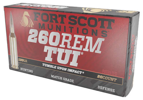 Fort Scott Munitions 260130SCV2 Tumble Upon Impact (TUI)  260Rem 130gr Solid Copper Spun 20 Per Box/25 Case