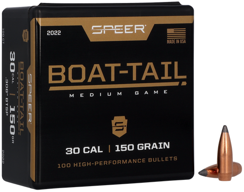 Speer 2022 Boat-Tail  30Cal 150gr Jacketed Soft Point Boat Tail 100 Per Box/5 Case