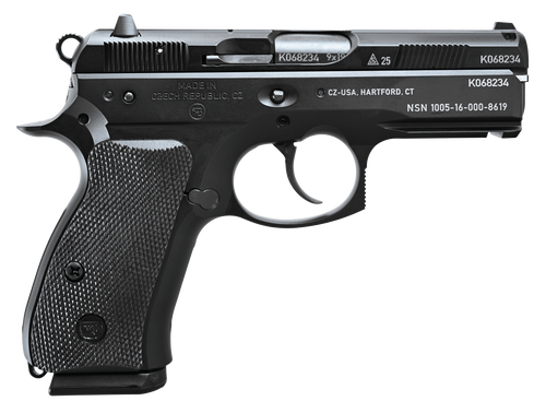 CZ-USA 91297 75 P01 50th Anniversary Elite 9mm Luger 15+1 3.75" Black Steel Barrel & 50th Anniversary Engraved/Serrated Slide, Black Polycoat Aluminum Frame w/Beavertail, Black Rubber Grip
