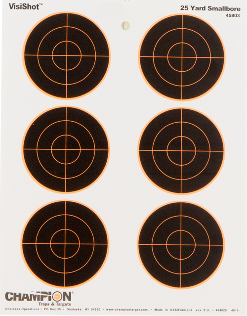 Champion Targets 45803 VisiShot  Bullseye Paper Hanging 25 yds Small Bore Rifle 8.50" x 11" Black/White 10 Pack