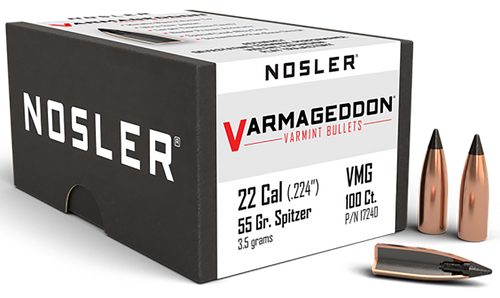 Nosler 17240 Varmageddon  22Cal 55gr Flat Base Tipped 100/Box