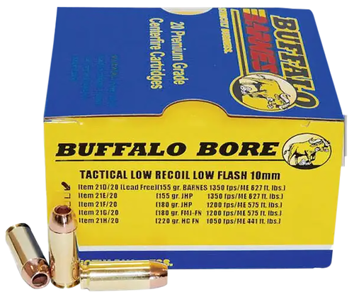 Buffalo Bore Ammunition 21D20 Buffalo-Barnes Strictly Business 10mmAuto 155gr Barnes TAC-XP Lead Free 20 Per Box/12 Case