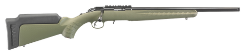 Ruger 8336 American Rimfire  Sports South Exclusive Full Size 17 HMR 9+1 18" Satin Blued Threaded Barrel, Blued Scope Rail Steel Receiver, OD Green Synthetic Adjustable Stock, Right Hand