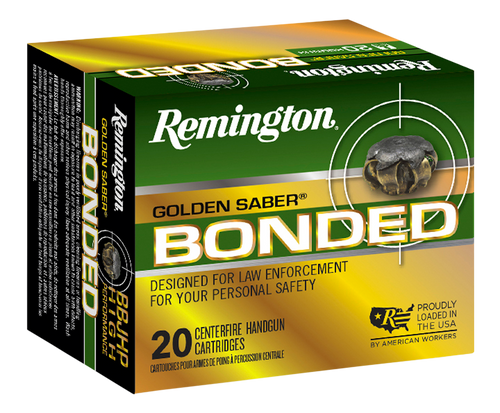 Remington Ammunition 29325 Golden Saber Bonded  45ACP 185gr Bonded Brass Jacketed Hollow Point 20 Per Box/25 Case