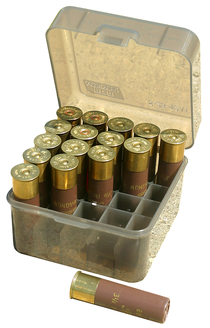 MTM Case-Gard S2512M41 Shotshell Box Flip-Top Multi Gauge Shotgun Clear Smoke Polypropylene 25rd