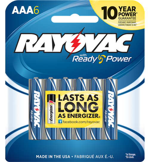 Rayovac 8246T AAA HIGH ENREGY Alkaline Batteries  Silver/Blue 1.5 Volts 2,700 mAh (6) Single Pack