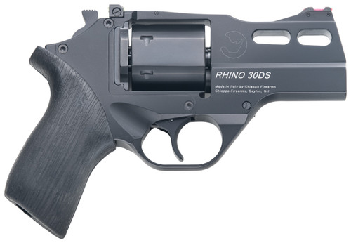 Chiappa Firearms 340289 Rhino 30DS  Small Frame 357 Mag 6 Shot, 3" Black Anodized Steel Vent Rib Barrel, Blued Steel Cylinder, Black Anodized Aluminum Frame, Black Rubber Grip, Concealed Hammer