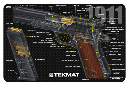 TekMat TEKR171911CA  Cleaning Mat Multi-Color Rubber 11"x17" 1911 3D Cutaway