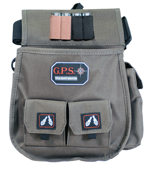 GPS Bags 1093CSP Deluxe Double Shotshell Pouch Olive Polyester Waist Mount 30-52" Belt