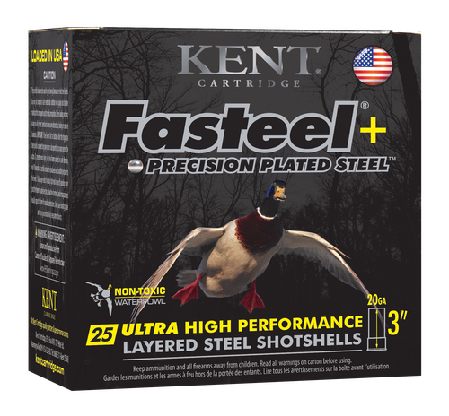 Kent Cartridge K203FSP284X6 Fasteel + Waterfowl 20 Gauge 3" 1 oz 4/6 Shot 25 Per Box/ 10 Case