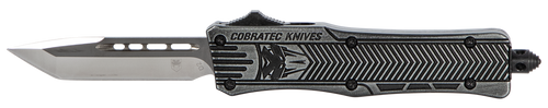 CobraTec Knives SSWCTK1STNS CTK-1  Small 2.75" OTF Tanto Plain D2 Steel Blade/Black Stonewashed Aluminum Handle Features Glass Breaker Includes Pocket Clip