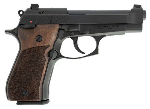 Tisas 11000103 Fatih  380 ACP 13+1 3.94" Black Steel Barrel, Black Cerakote Serrated Steel Slide, Black Cerakote Aluminum Frame w/Beavertail, Wood Grip, Ambidextrous Safety