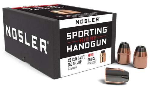 Nosler 43013 Sporting Handgun  45Colt 250gr Jacketed Hollow Point 100/Box