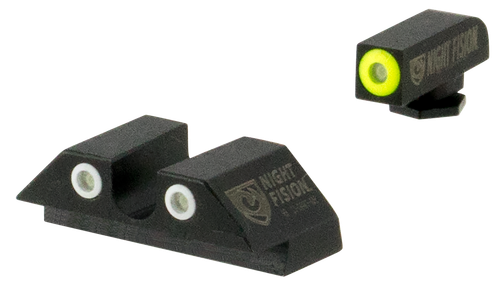 Night Fision GLK003007YGW Tritium Night Sights For Glock  Green Tritium Yellow Outline Front Sight- Green Tritium White Outline Rear Sight Glock 42/43/43X