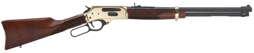 Henry H0243030 Side Gate  Full Size 30-30 Win 5+1 20" Blued Steel Barrel, Polished Brass Receiver, American Walnut Stock Right Hand