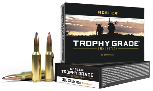 Nosler 60061 Trophy Grade  300RemSAUM 165gr Nosler Spitzer Partition 20 Per Box/10 Case
