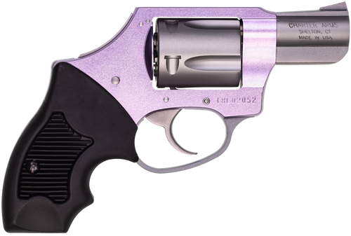 Charter Arms 53841 Undercover Lite Lavender Lady Small 38 Special 5rd 2" Stainless Steel Barrel & Cylinder, Lavender Aluminum Frame, Black Finger Grooved Rubber Grip, Concealed Hammer