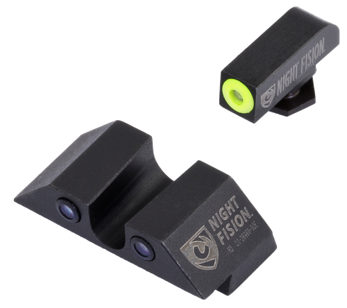 Night Fision GLK001007YGZ Tritium Night Sights For Glock  Green Tritium Yellow Outline Front Sight- Green Tritium Black Outline Rear Sight Glock 17/17L/19/22