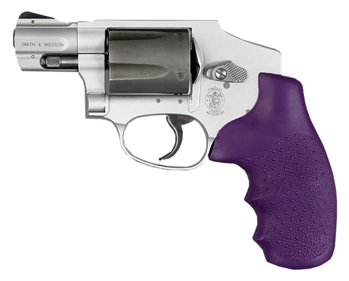 Hogue 60006 OverMolded Monogrip Cobblestone Purple Rubber with Finger Grooves for S&W J Frame with Round Butt