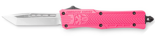 CobraTec Knives SPKCTK1STNS CTK-1  Small 2.75" OTF Tanto Plain D2 Steel Blade/Pink Aluminum Handle Features Glass Breaker Includes Pocket Clip
