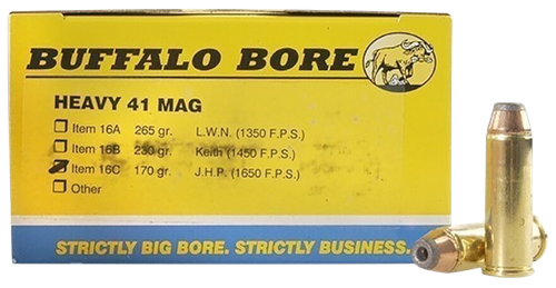 Buffalo Bore Ammunition 16C20 Heavy Strictly Business 41Rem Mag 170gr Jacket Hollow Point 20 Per Box/12 Case