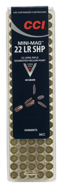CCI 36CC Mini-Mag High Velocity 22LR 40gr Segmented Hollow Point 100 Per Box/50 Case