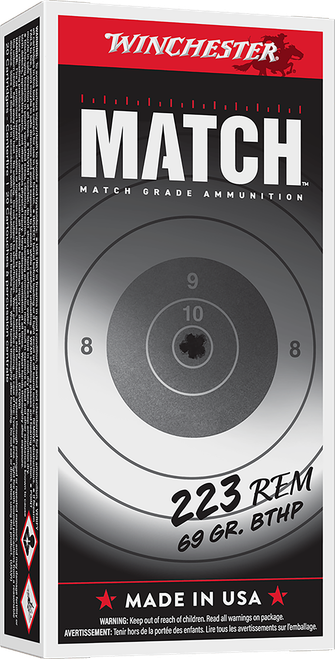Winchester Ammo S223M2 Match  223Rem 69gr Sierra MatchKing BTHP 20 Per Box/10 Case