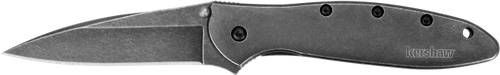 Kershaw 1660BLKW Leek  3" Folding Drop Point Plain Black DLC 14C28N Steel Blade Blackwash 410 Stainless Steel Handle Includes Pocket Clip