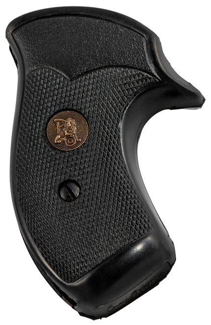 Pachmayr 03254 Compact Grip Checkered Black Rubber for S&W J Frame with Round Butt