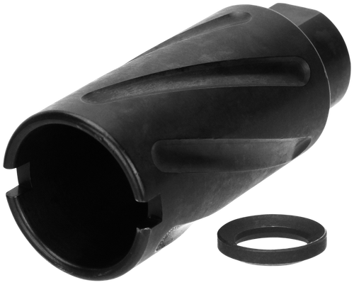 TacFire MZ10073B Spiral Fluted Muzzle Brake Black Oxide Steel with 5/8"-24 tpi Threads, 2.60" OAL & 1.12" Diameter for 308 Win AR-10