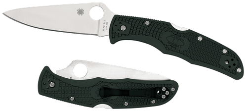 Spyderco C10FPGR Endura 4 Lightweight 3.75" Folding Clip Point Plain VG-10 SS Blade Green Bi-Directional Texturing FRN Handle Includes Pocket Clip