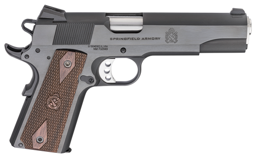 Springfield Armory PX9420 1911 Garrison 45 ACP 7+1, 5" Stainless Match Grade Steel Barrel, Salt Blued Serrated Carbon Steel Slide, Blued Steel Frame w/Beavertail, Thin-Line Wood Grip