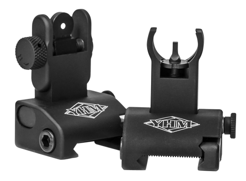 Yankee Hill 5040H Q.D.S. Sight Set  Black Hardcoat Anodized Folding  with Hooded Stem for AR-Platform