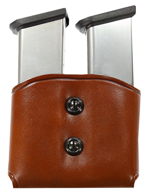 Galco DMC26 DMC Mag Carrier Double Tan Leather Belt Loop 45 ACP Belts 1.50-1.75" Wide Compatible w/ Single Stack Compatible w/ Sig P220 Compatible w/ 1911
