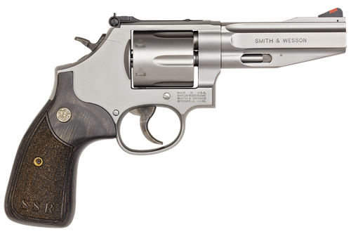 Smith & Wesson 178012 PC Model 686 SSR Pro *CA Compliant L-Frame 357 Mag 6 Shot 4" Stainless Steel Barrel, Stainless Cylinder, Stainless Steel Frame, Wood Grip, Internal Lock Safety, Exposed Hammer