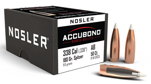 Nosler 57625 AccuBond  338Cal 180gr Spitzer Point Boat Tail 50/Box