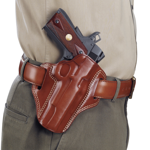 Galco CM800 Combat Master  OWB Tan Leather Belt Slide Compatible w/ Glock 43/43X, Springfield  Hellcat Belt 1.75" Wide Right Hand