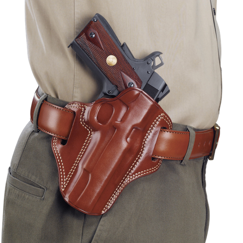 Galco CM800 Combat Master  OWB Tan Leather Belt Slide Compatible w/ Glock 43/43X, Springfield  Hellcat Belt 1.75" Wide Right Hand